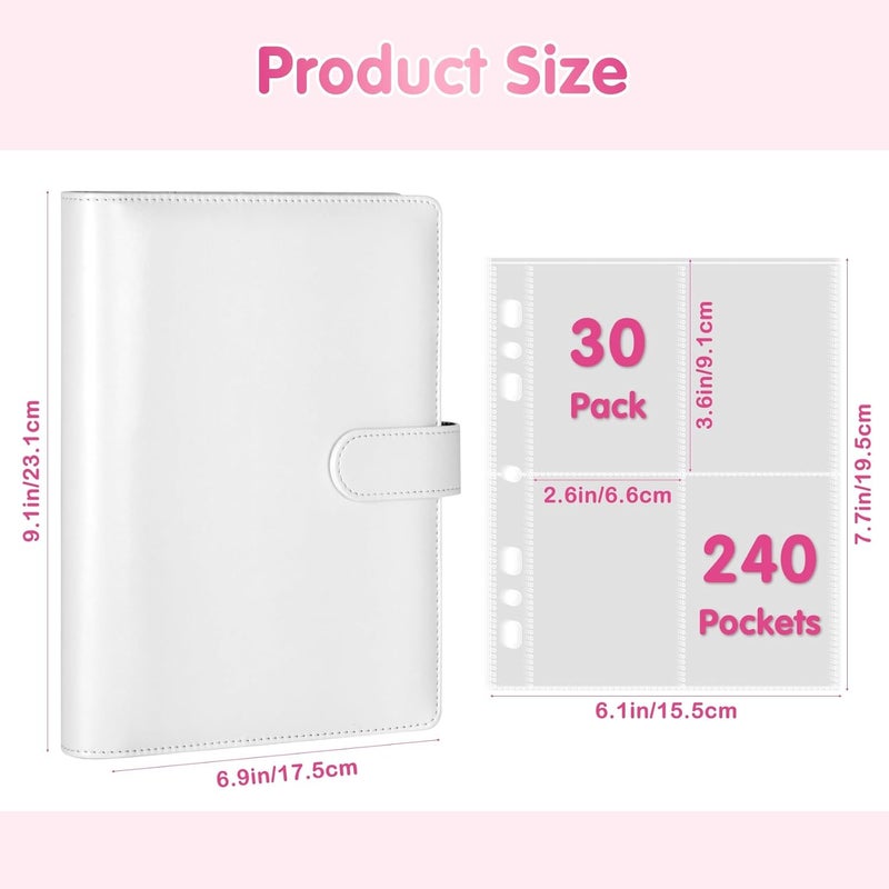 WITHYU A5 Kpop Photocard Binder with 30 Pack 4-Pocket Card Pages, 6 Ring A5 Binder Card Collector Album with 240 Card Slots,PU Leather Binder Cover with Magnetic Buckle Closure for Organizing Trading Card - Image 5